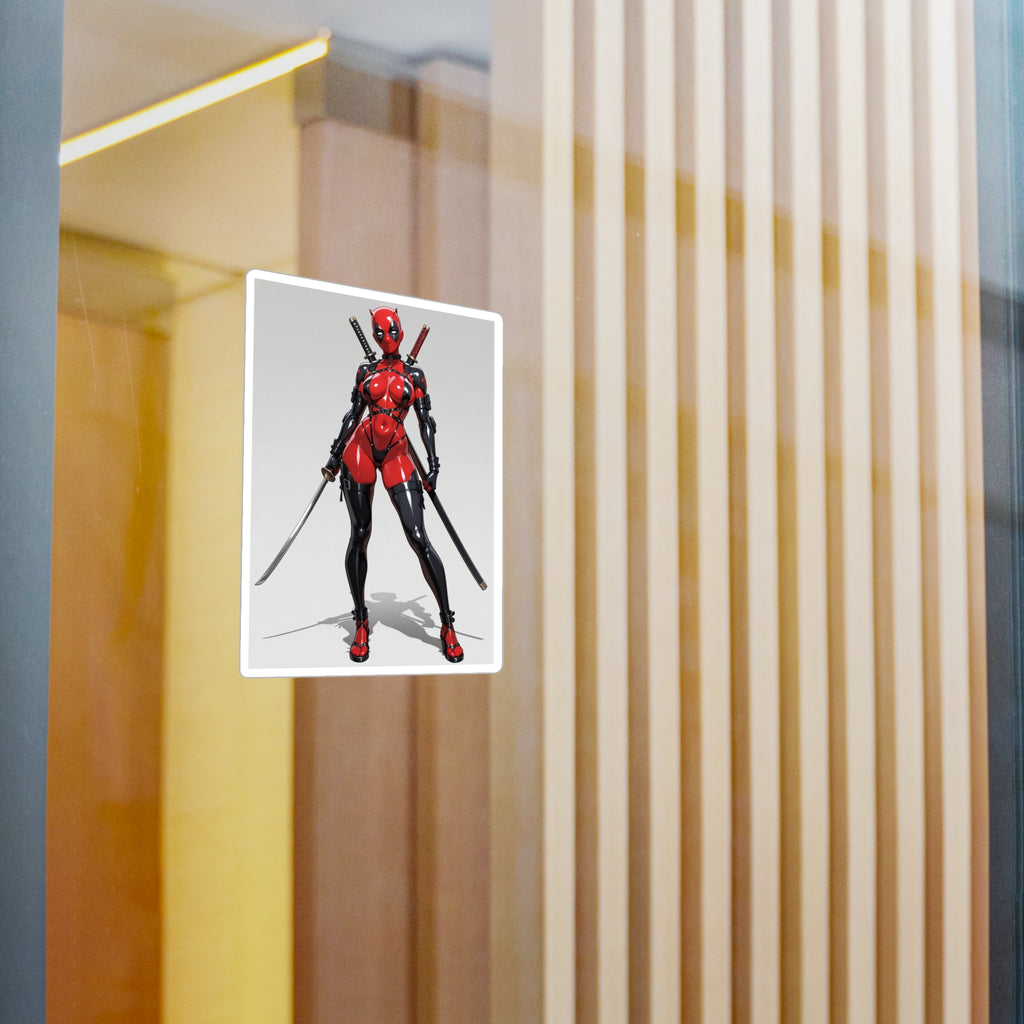 Anime Lady DeadPool Vinyl Sticker - Female Swordswoman Kiss-Cut Decal