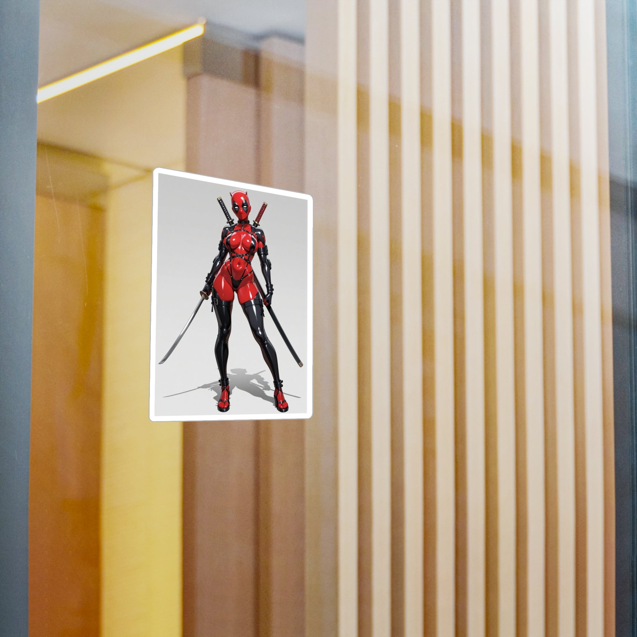 Anime Lady DeadPool Vinyl Sticker - Female Swordswoman Kiss-Cut Decal