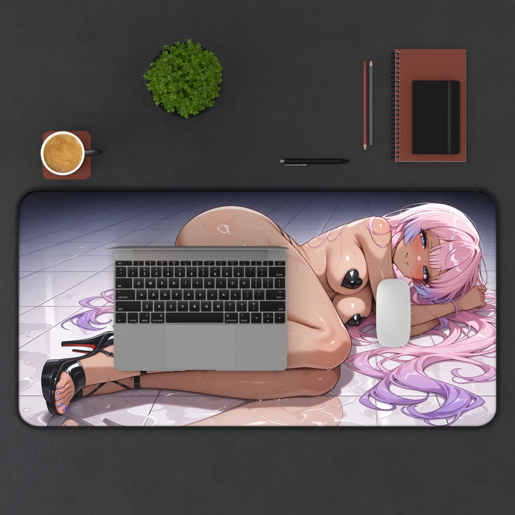 Anime Waifu Desk Mat Gaming Mouse Pad, Non-Slip Neoprene Desk Pad Gift for Gamers & Otaku Fans