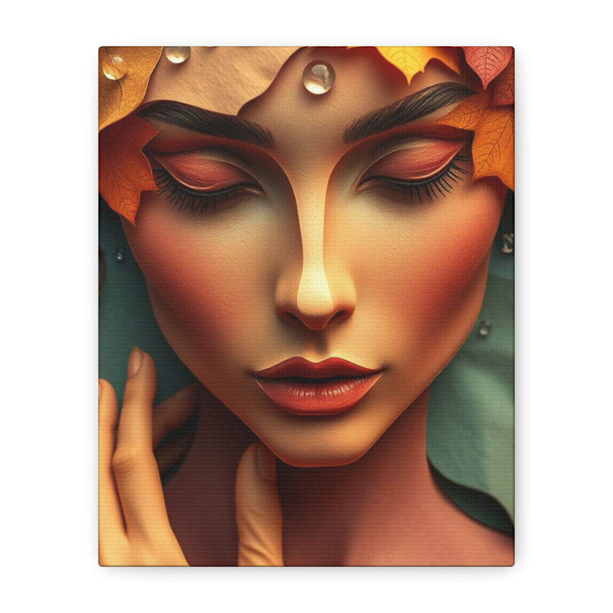 Women Face Poster in Layered Paper Aesthetic with Autumn Colors, Modern Aesthetic Wall Art, Home Decor Print, Canva Art Print, Office Decor