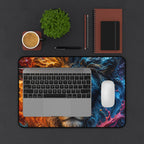 Lion Fire & Water Mouse Pad — Vibrant Animal Print Desk Mat