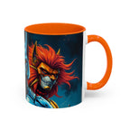 Galactic Cats Mug , Vibrant Ceramic Coffee Cup with Colorful Interior