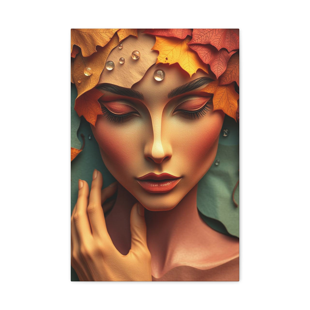 Women Face Poster in Layered Paper Aesthetic with Autumn Colors, Modern Aesthetic Wall Art, Home Decor Print, Canva Art Print, Office Decor