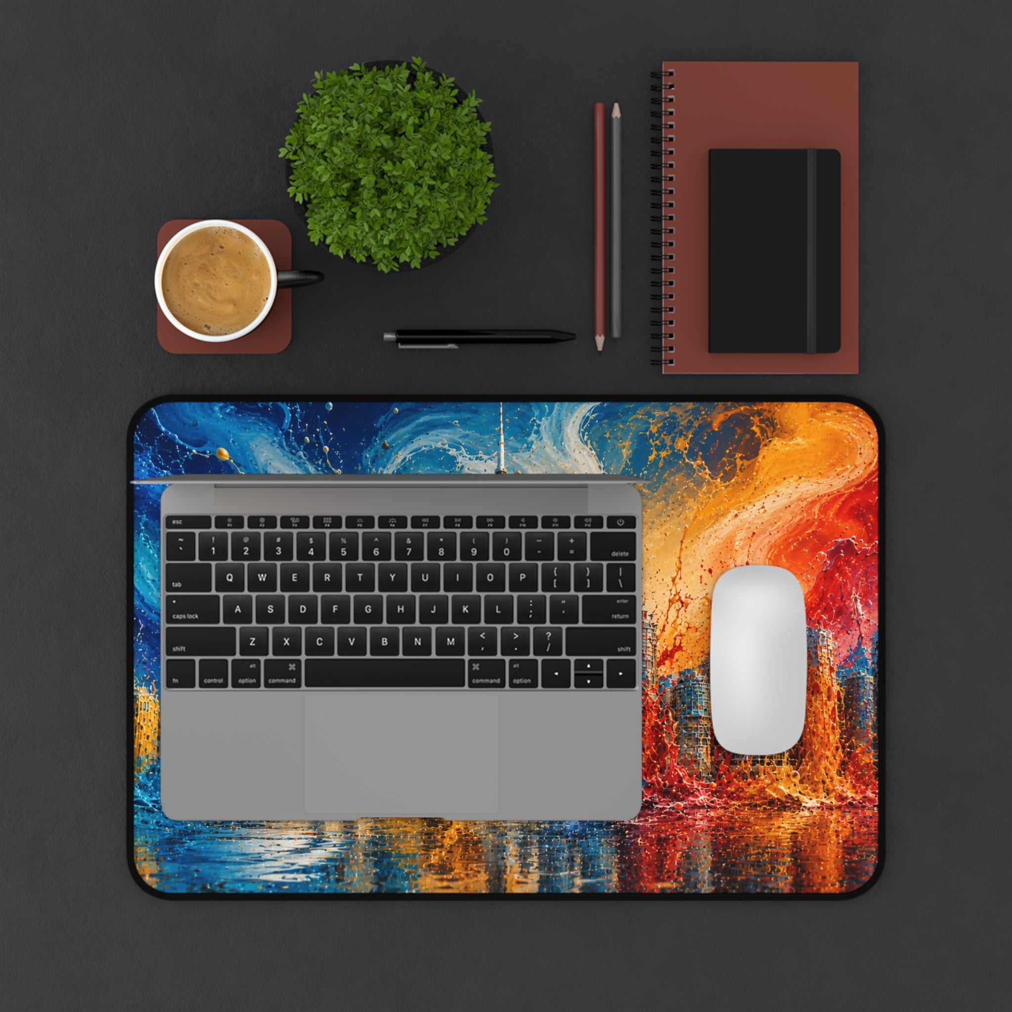 Toronto Skyline Desk Mat — Colorful Abstract CN Tower Office Mouse Pad
