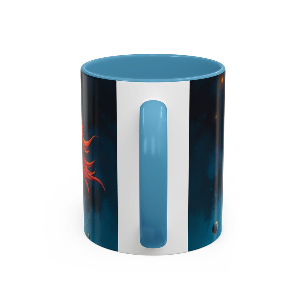 Galactic Cats Mug , Vibrant Ceramic Coffee Cup with Colorful Interior