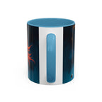 Galactic Cats Mug , Vibrant Ceramic Coffee Cup with Colorful Interior