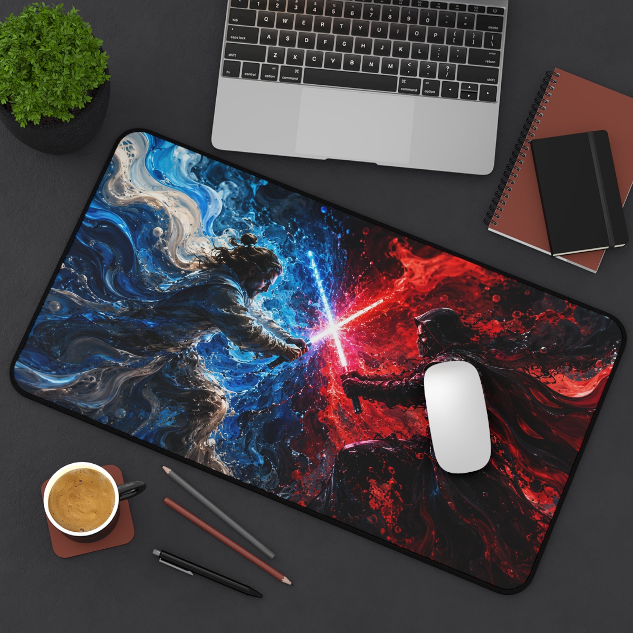 Desk Mat — Epic Lightsaber Duel Gaming Mouse Pad