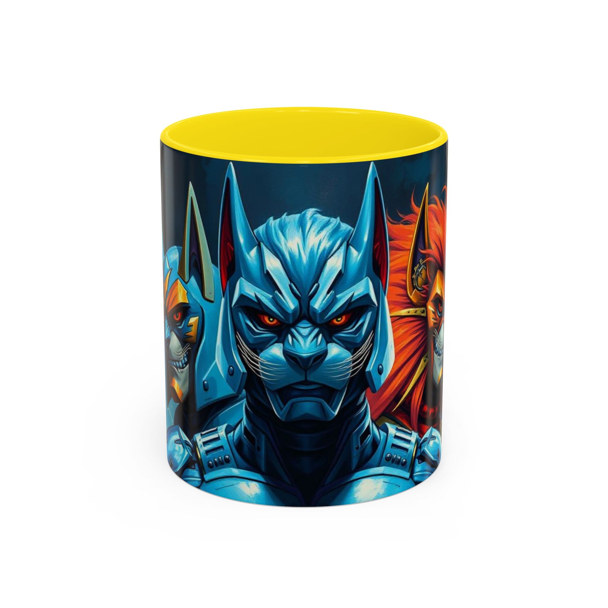 Galactic Cats Mug , Vibrant Ceramic Coffee Cup with Colorful Interior