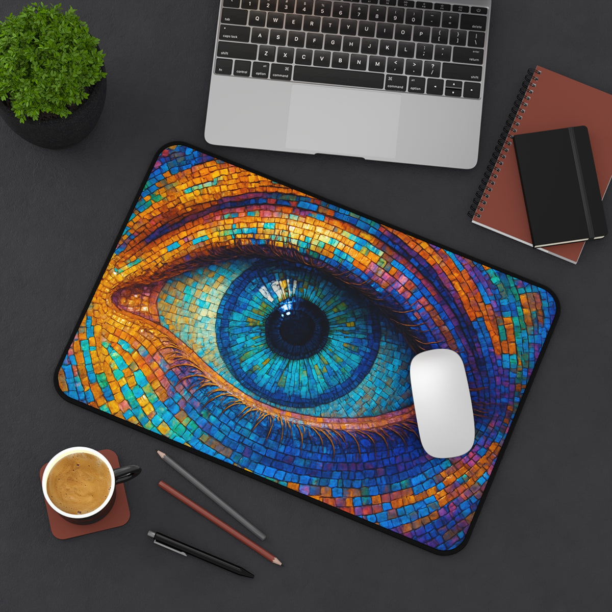 Multicolored Eye Desk Mat, Art Mouse Pad, Gaming Desk Pad & Keyboard Mat for Work or Play