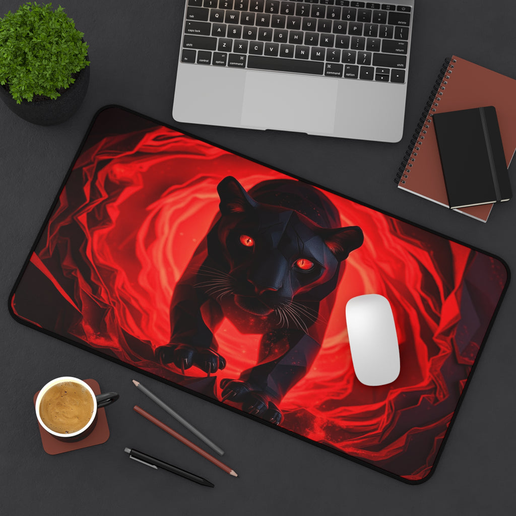 Red-Eyed Black Panther Desk Mat, Animal Mouse Pad