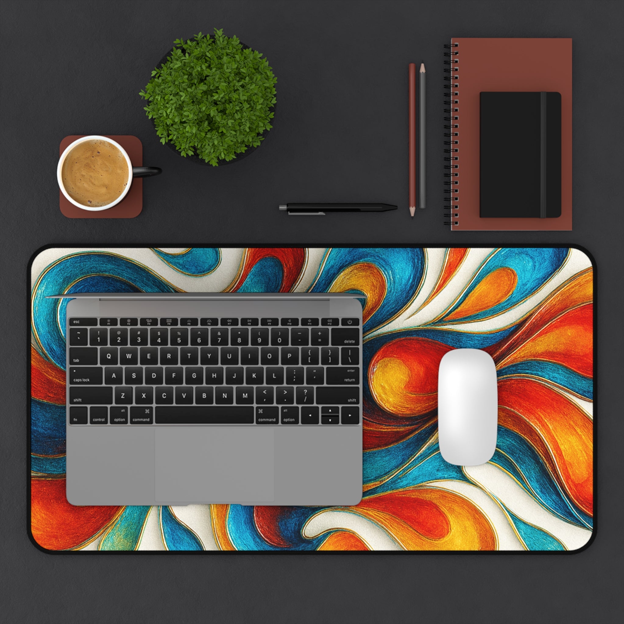 Abstract Colorful Mouse Pad, Vibrant Desk Mat, Modern Desk Pad for Home and Office