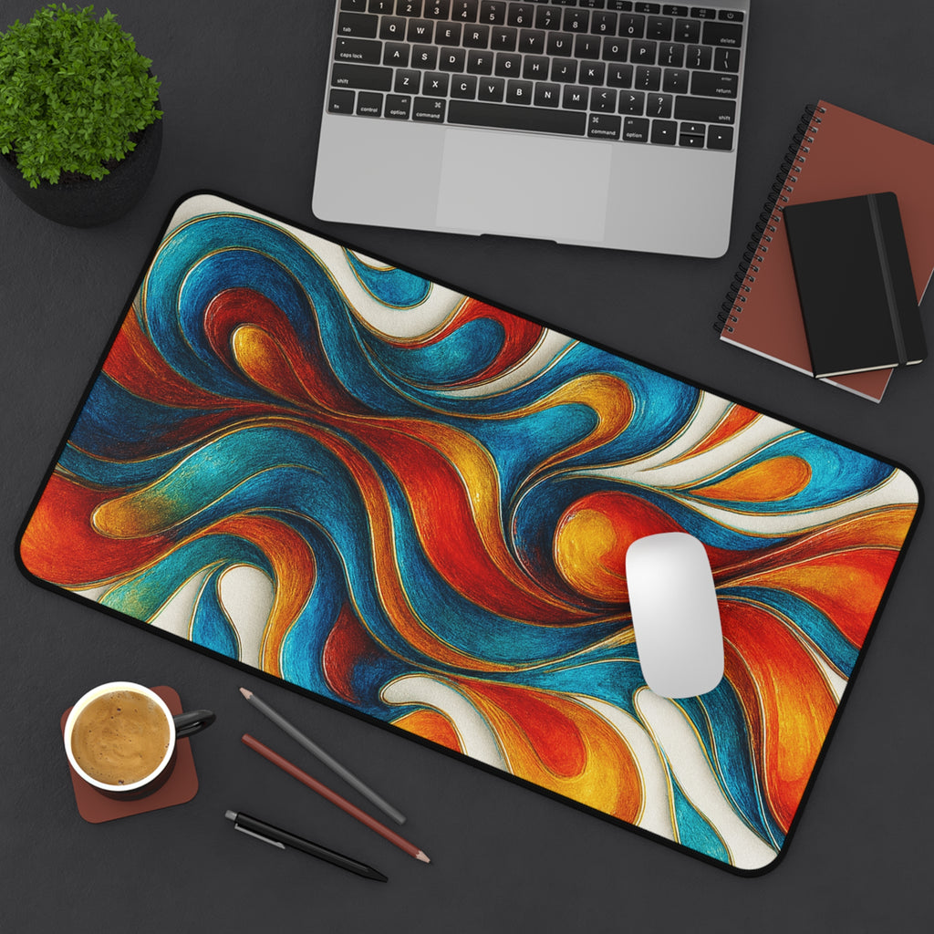 Abstract Colorful Mouse Pad, Vibrant Desk Mat, Modern Desk Pad for Home and Office