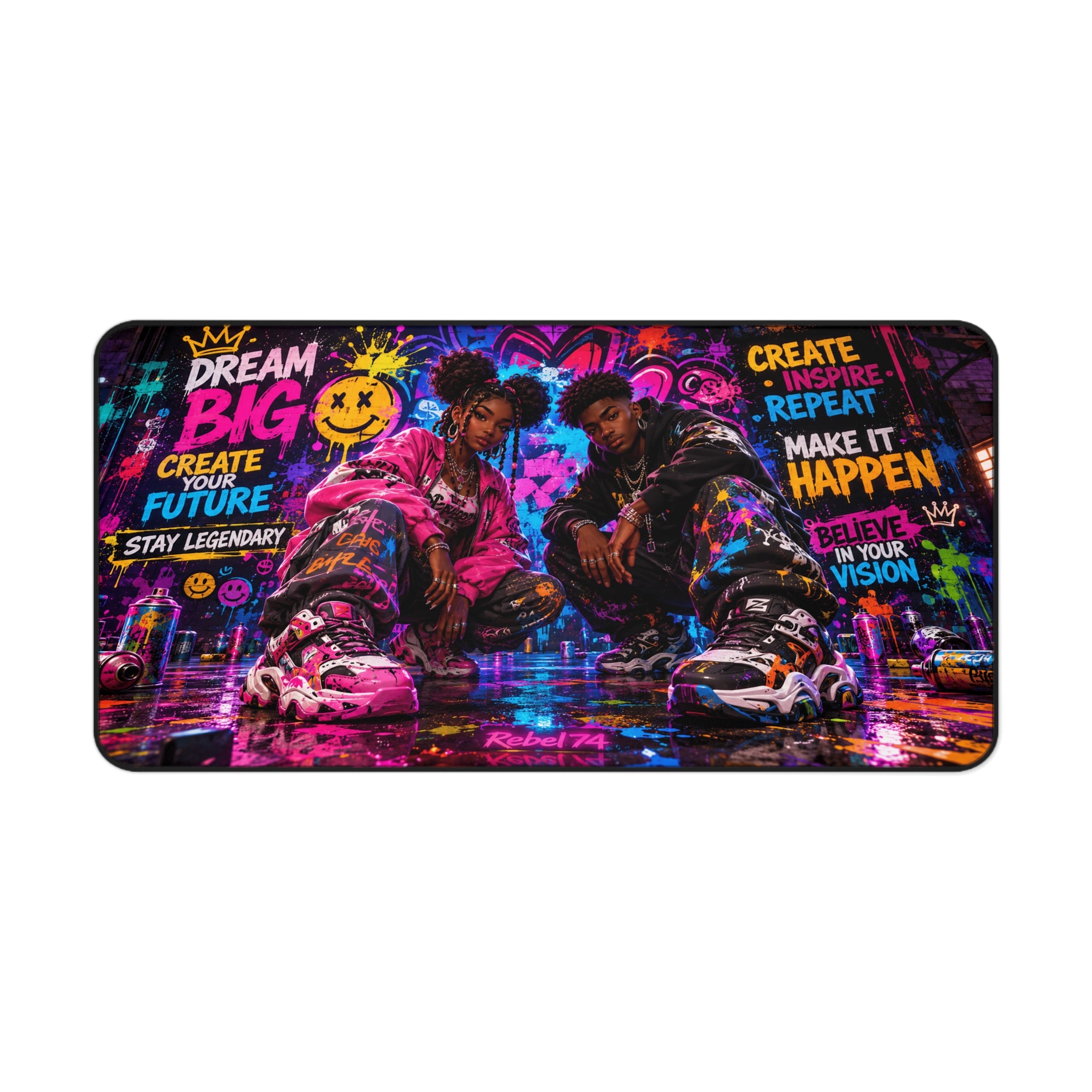 Motivational Urban Graffiti Desk Mat — 'Dream Big' Inspirational Gaming Mouse Pad