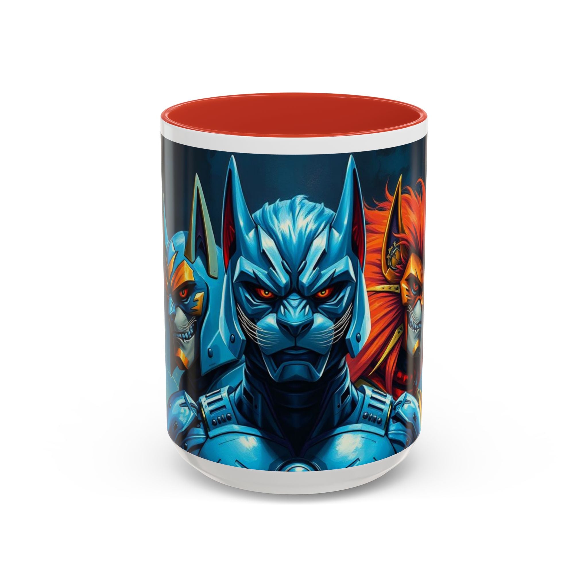 Galactic Cats Mug , Vibrant Ceramic Coffee Cup with Colorful Interior