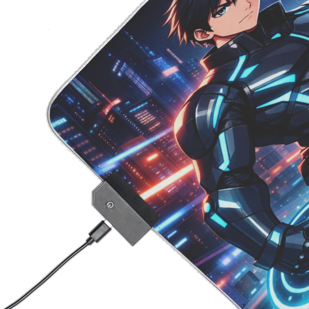 RGB LED Tron Anime Desk Mat, Gaming Mouse Pad