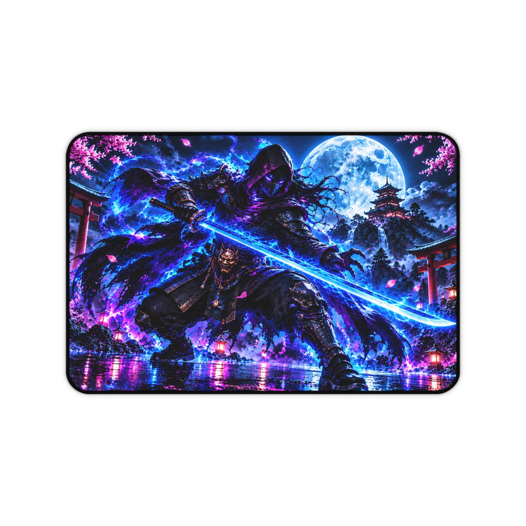 Neon Shadow Samurai Desk Mat & Gaming Mouse Pad