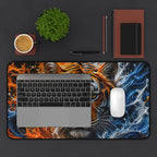 Tiger Fire & Water Desk Mat — Vibrant Animal Print Mouse Pad for Home and Office
