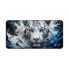 White Tiger Wave Mouse Pad — Large Animal Print Desk Mat