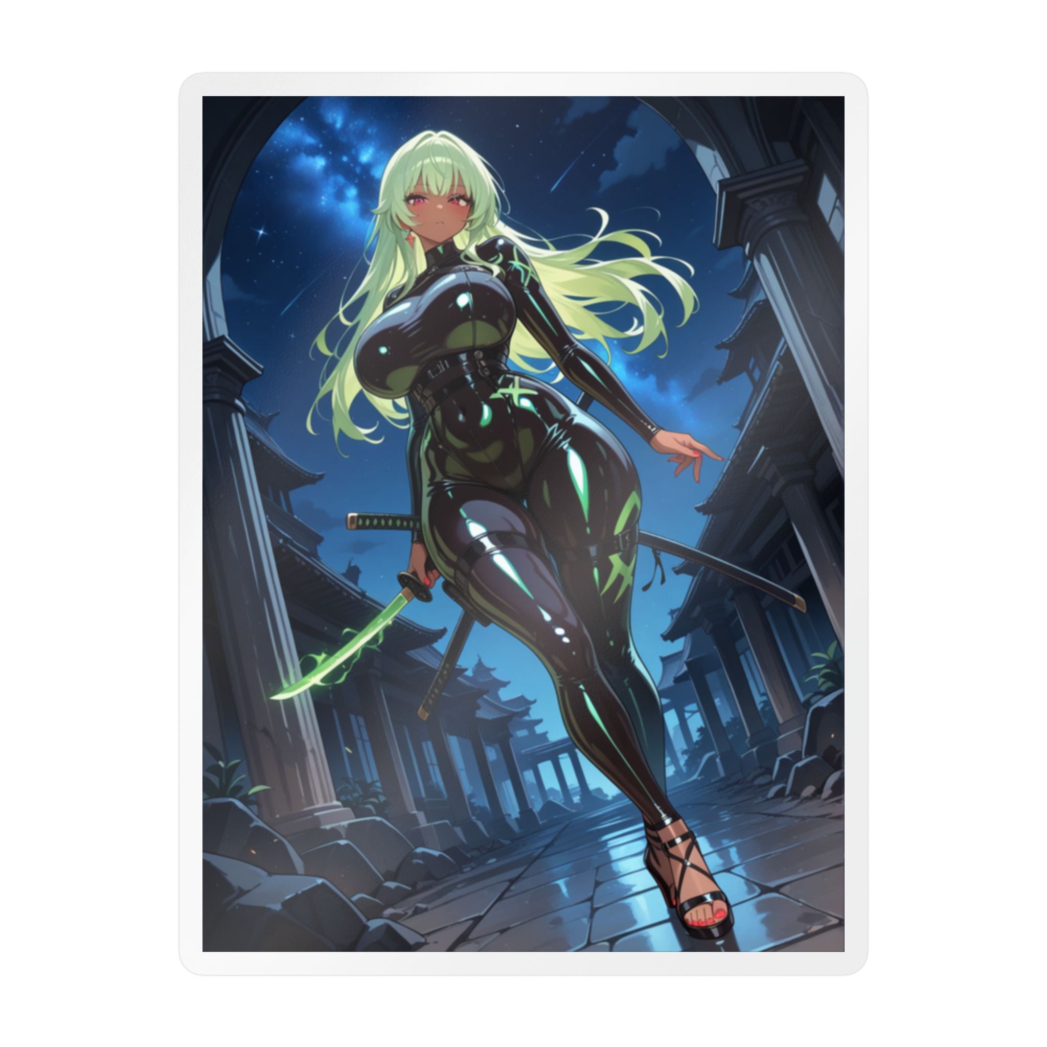 Moonblade Cyber Samurai Anime Girl Sticker