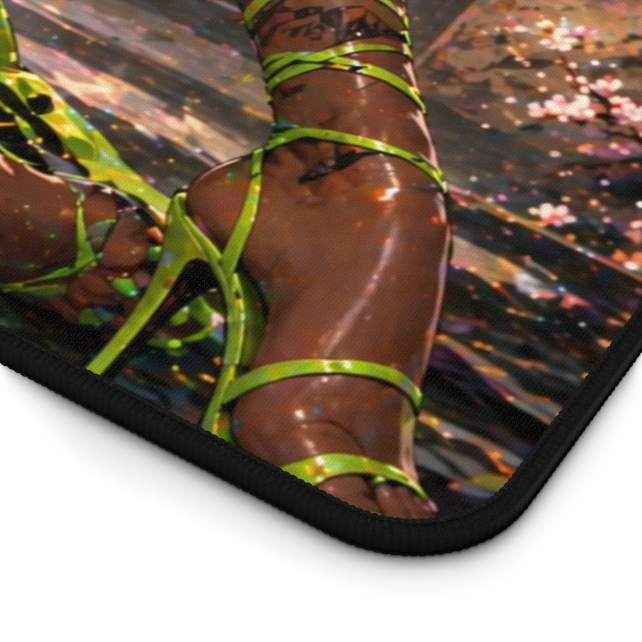 Fantasy Warrior Desk Mat — Green Samurai Swordmaid Gaming Mouse Pad