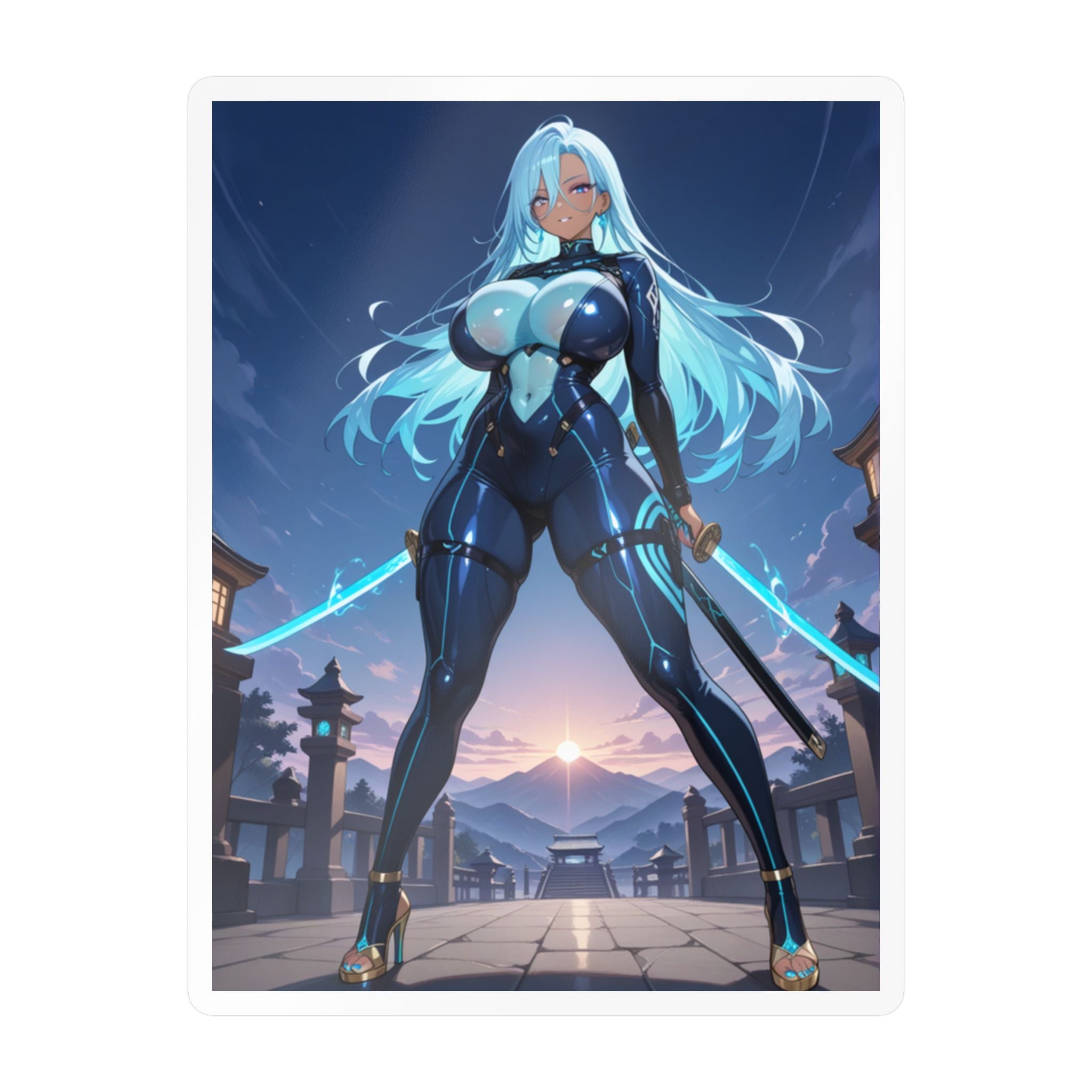 Blue-haired Anime Waifu Sticker
