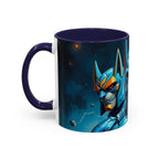 Galactic Cats Mug , Vibrant Ceramic Coffee Cup with Colorful Interior