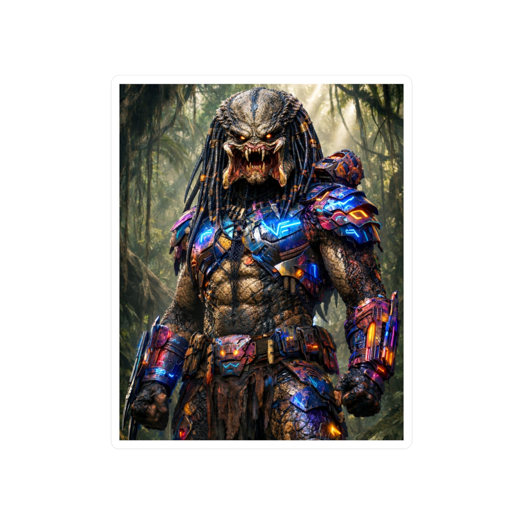 Predator Warrior Vinyl Sticker — Sci‑Fi Tribal Alien Kiss‑Cut Decal