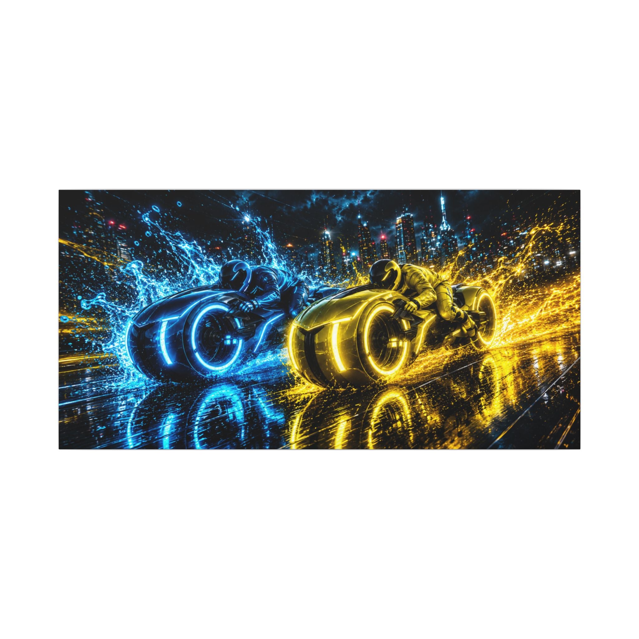 Tron Lightcycles Matte Canvas Print — Tron Futuristic Wall Art