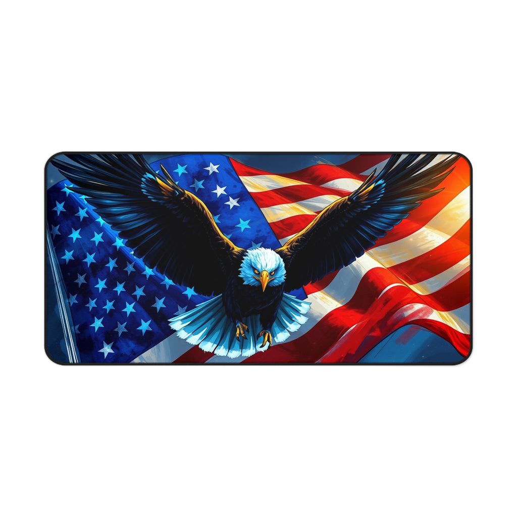 Patriotic Desk Mat with Eagle and American Flag, Premium Mouse Pad