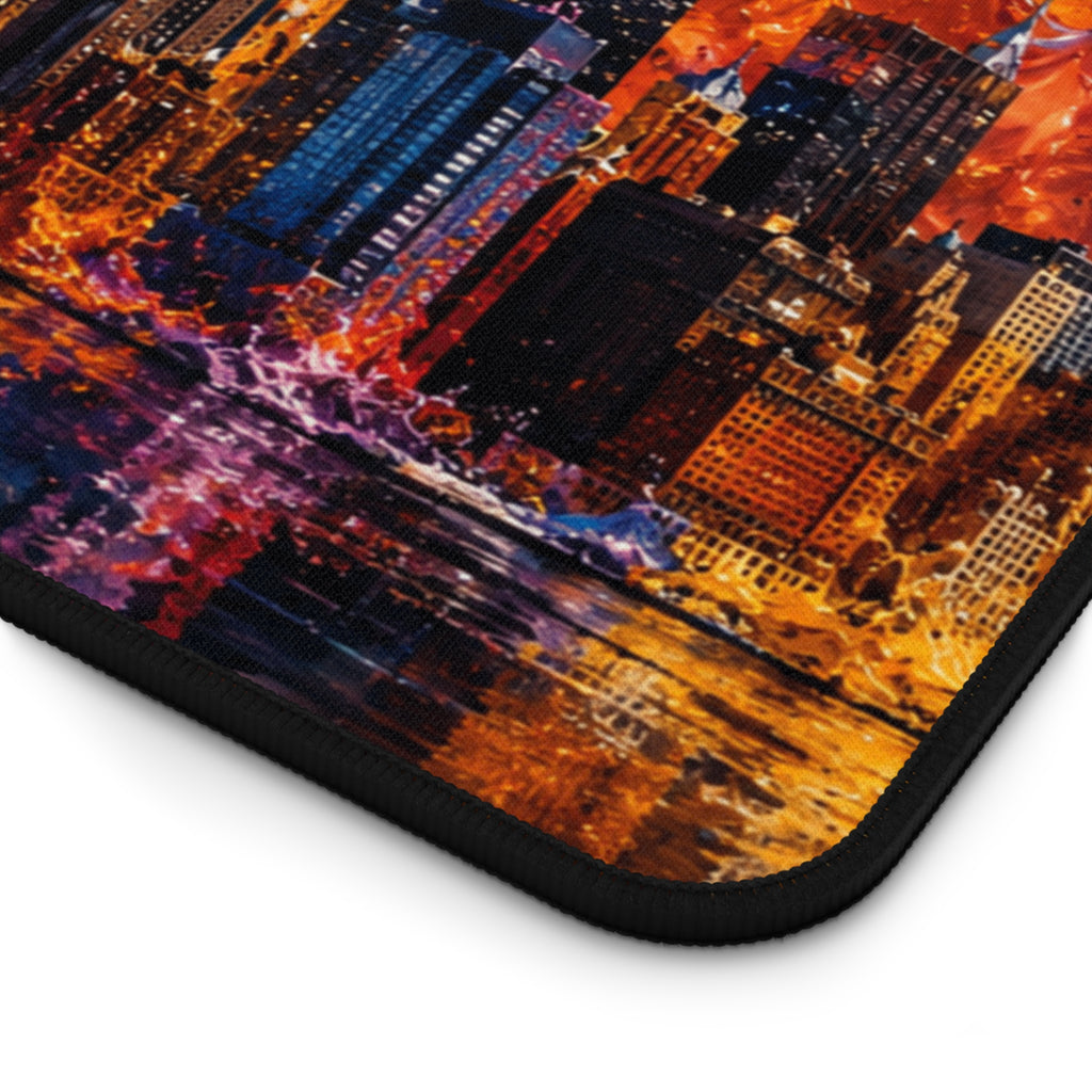 New York City Skyline Splash Desk Mat — Colorful NYC Mouse Pad