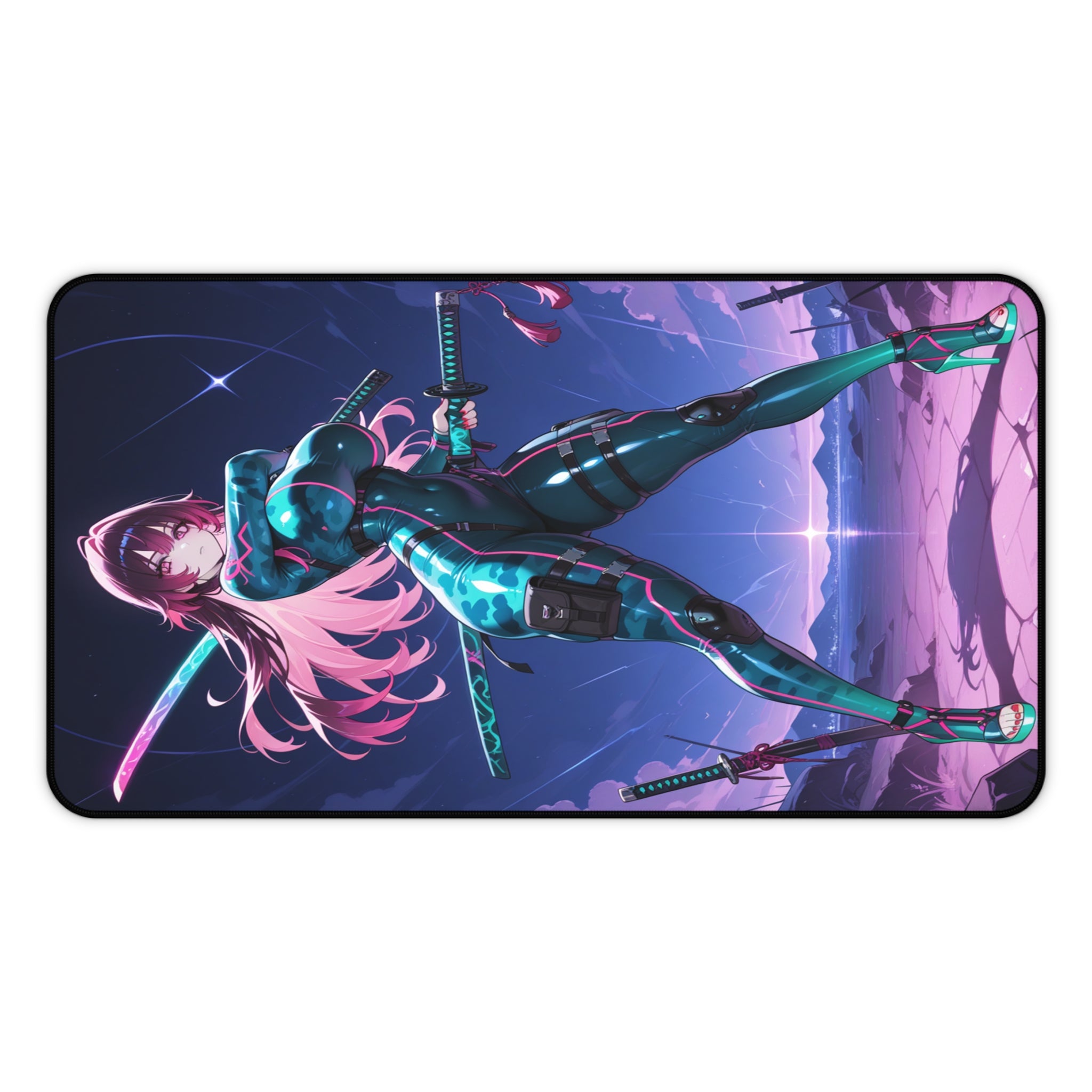 Astra Kurogane Neon Samurai Gaming Desk Mat