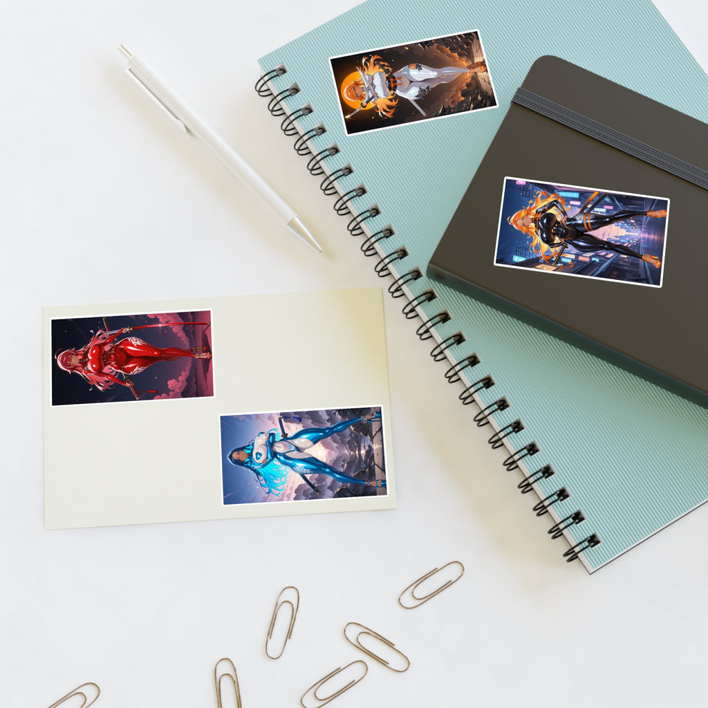 Anime Waifu Sticker Pack, Anime Stickers in White and Transparent Vinyl Decals