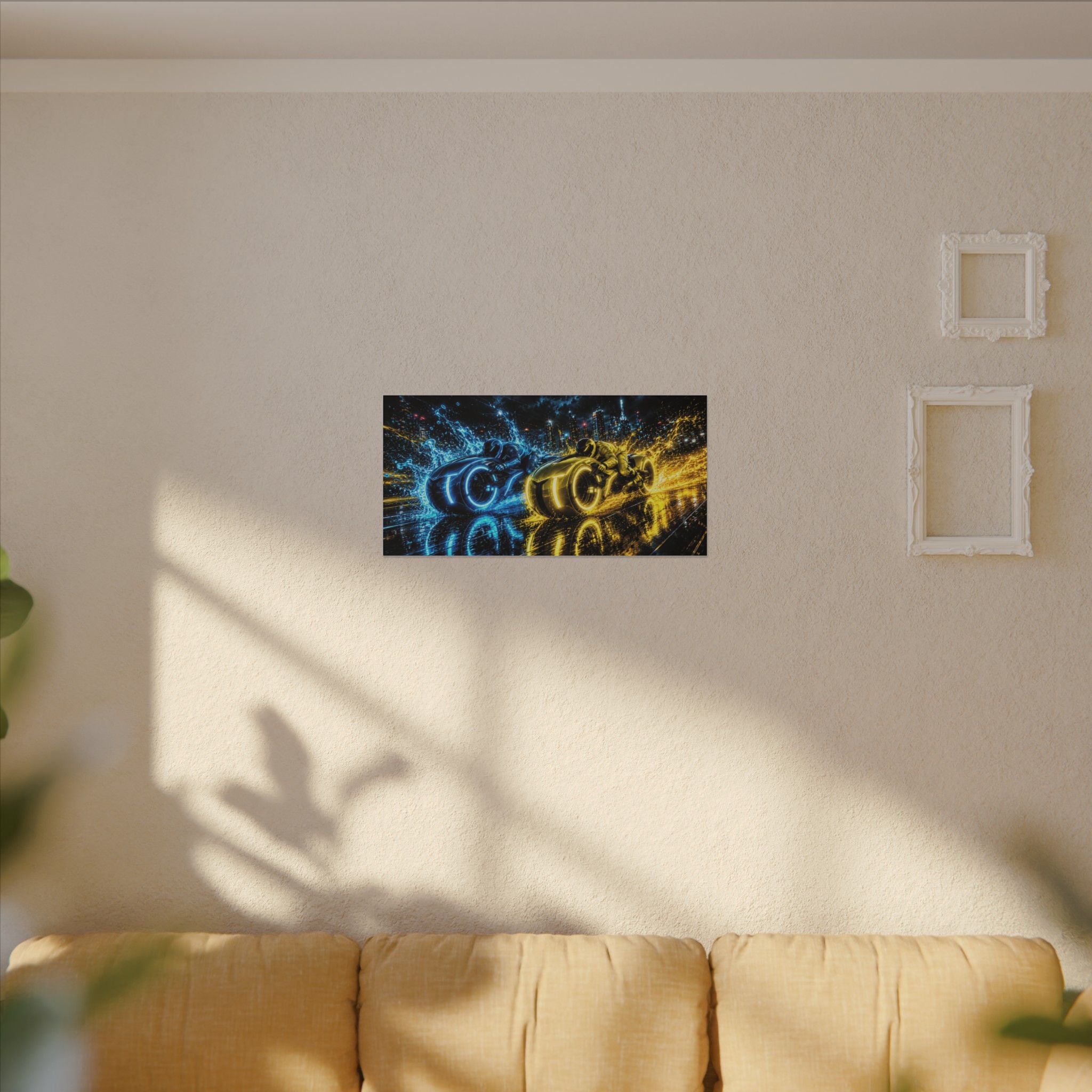 Tron Lightcycles Matte Canvas Print — Tron Futuristic Wall Art