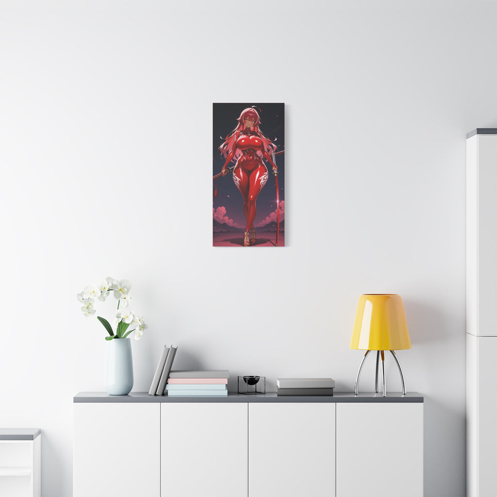 Anime Girl Swordswoman Matte Canvas Print (Stretched)