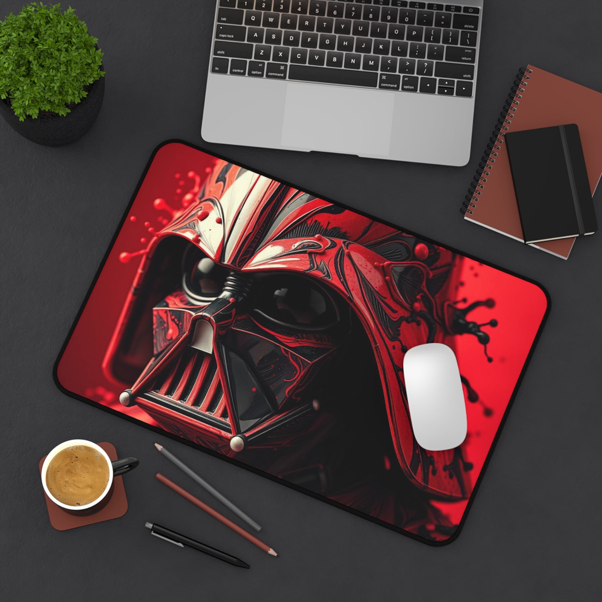 Red Darth Vader Helmet Mouse Pad — Dark Sith Gaming Desk Mat