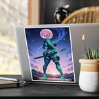 Anime Girl Warrior Vinyl Sticker - Female Swordswoman Kiss-Cut Decal