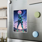 Anime Girl Warrior Vinyl Sticker - Female Swordswoman Kiss-Cut Decal