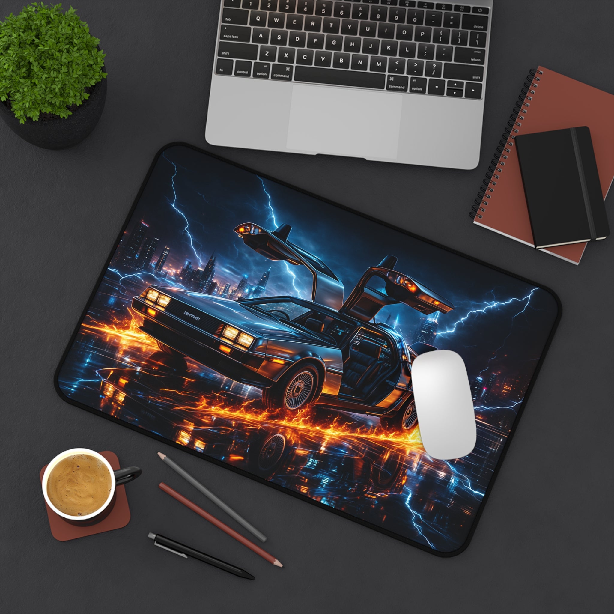 DeLorean Desk Mat, Back to the Future Mouse Pad with Vibrant Colors & Non-Slip Base