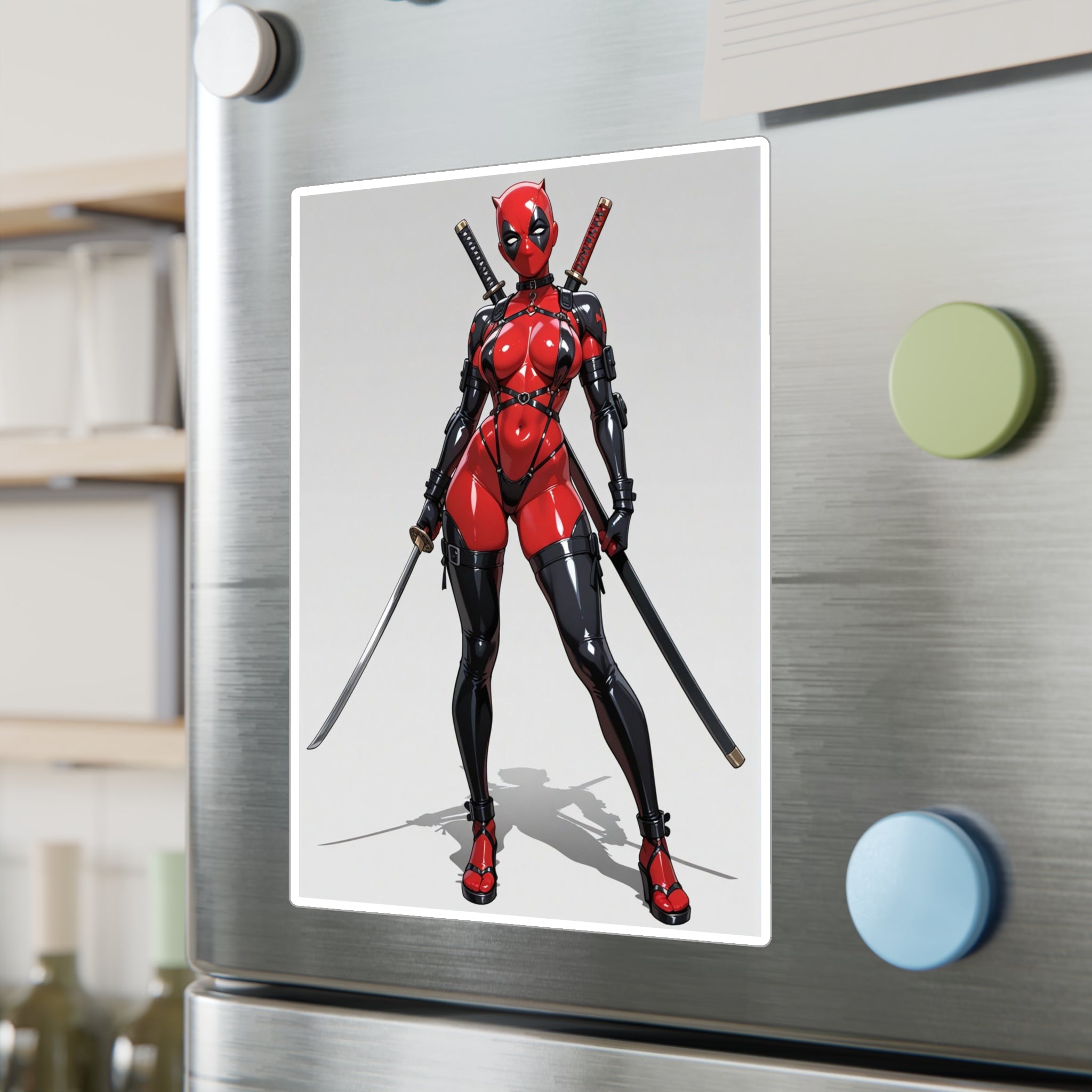 Anime Lady DeadPool Vinyl Sticker - Female Swordswoman Kiss-Cut Decal
