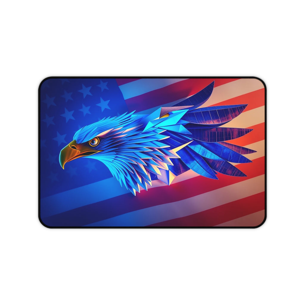 Patriotic Desk Mat with Eagle and American Flag, Premium Mouse Pad