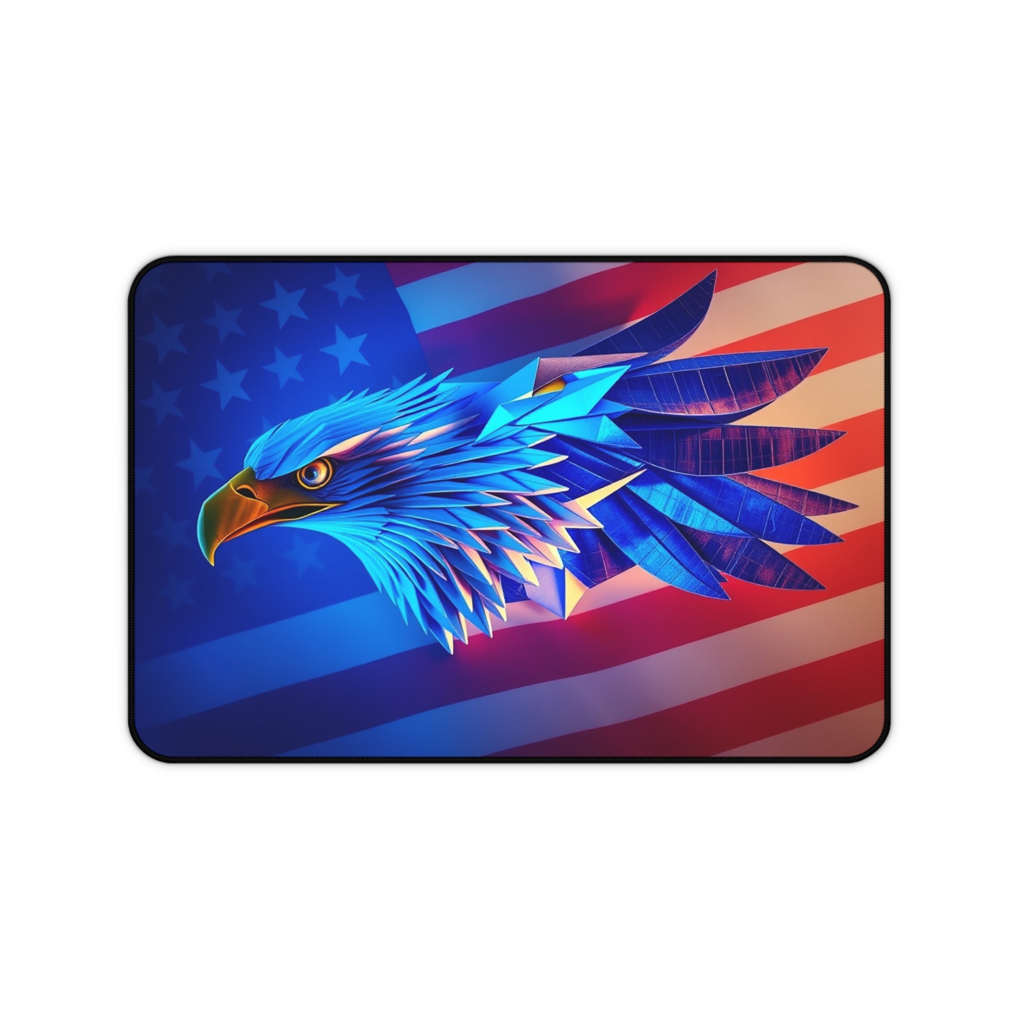 Patriotic Desk Mat with Eagle and American Flag, Premium Mouse Pad