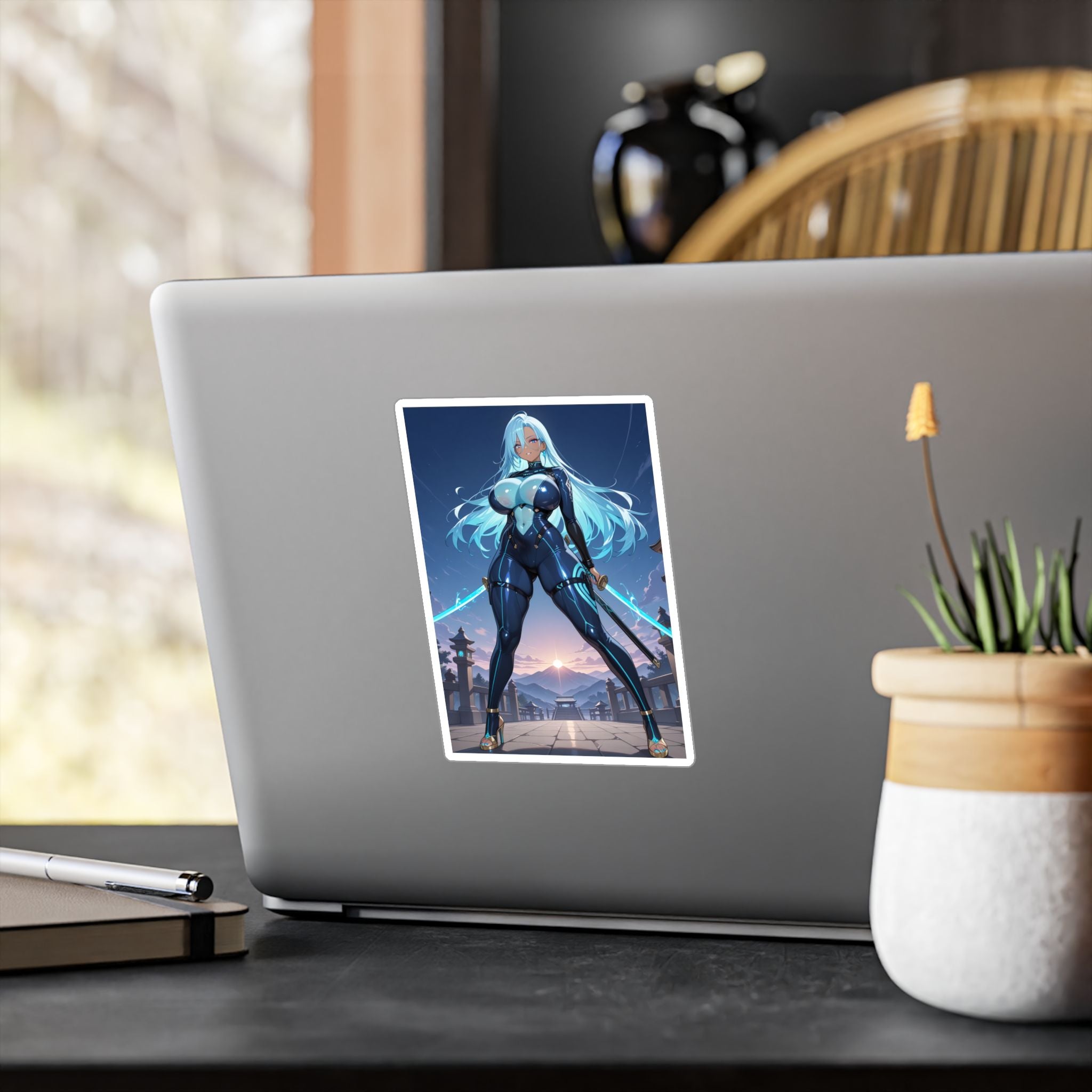 Blue-haired Anime Waifu Sticker