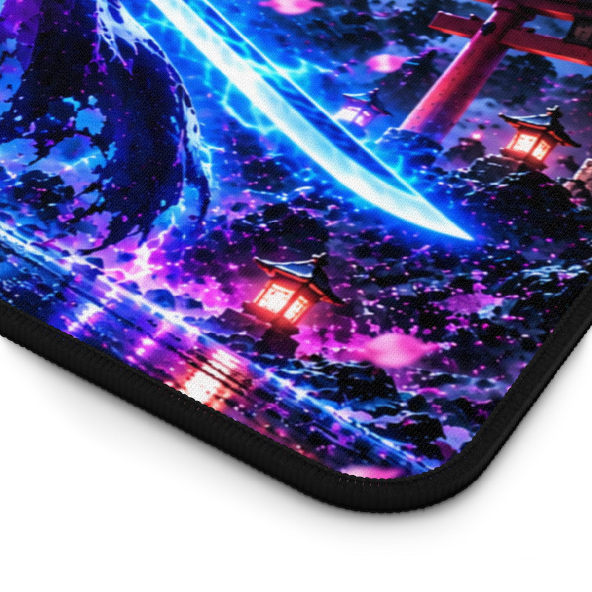 Neon Shadow Samurai Desk Mat & Gaming Mouse Pad