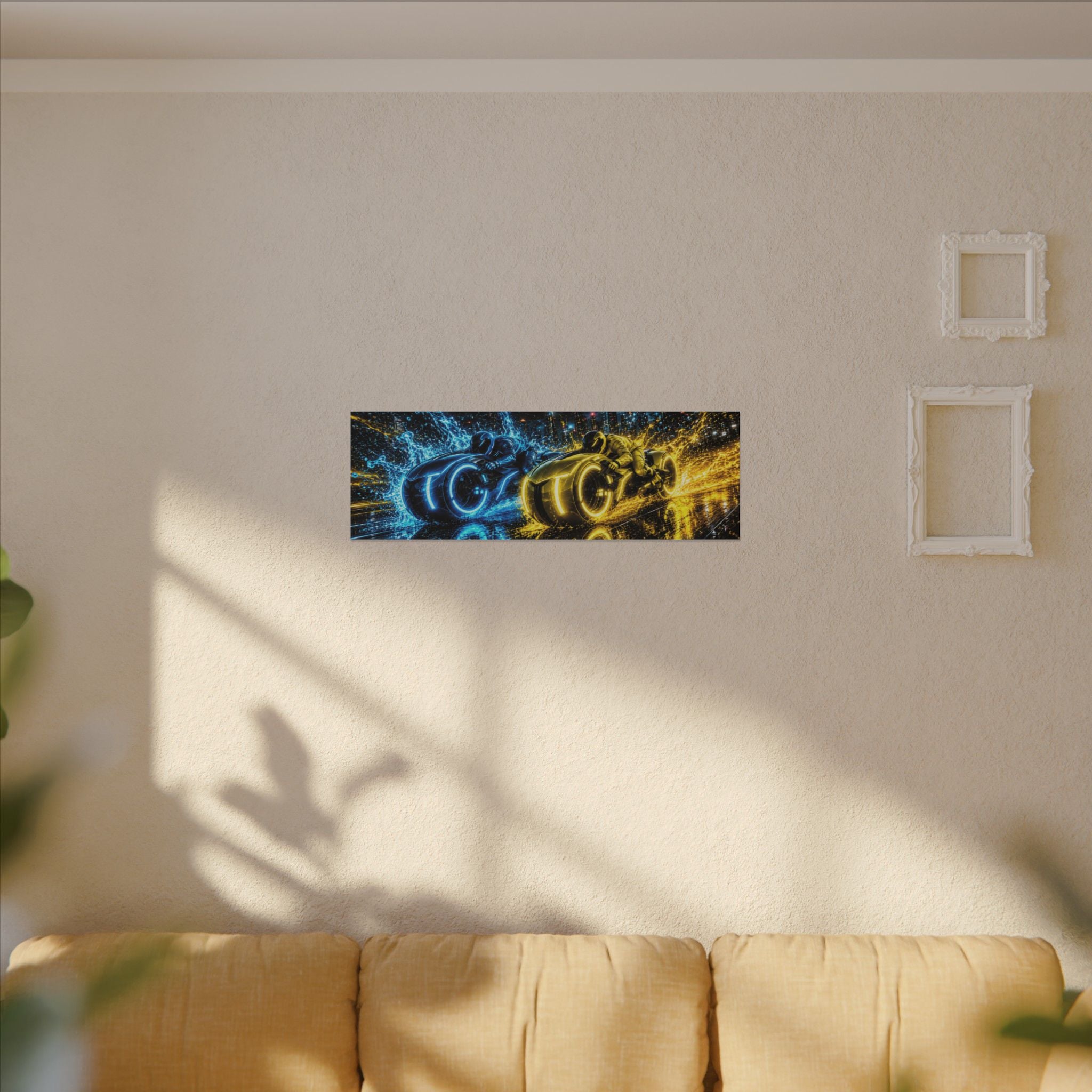 Tron Lightcycles Matte Canvas Print — Tron Futuristic Wall Art