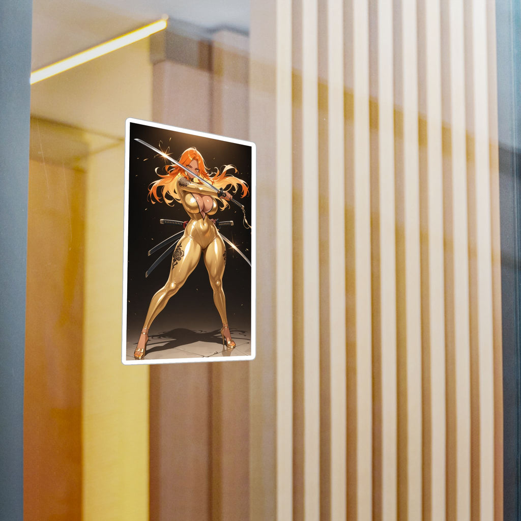 Golden Anime Girl Warrior Sticker