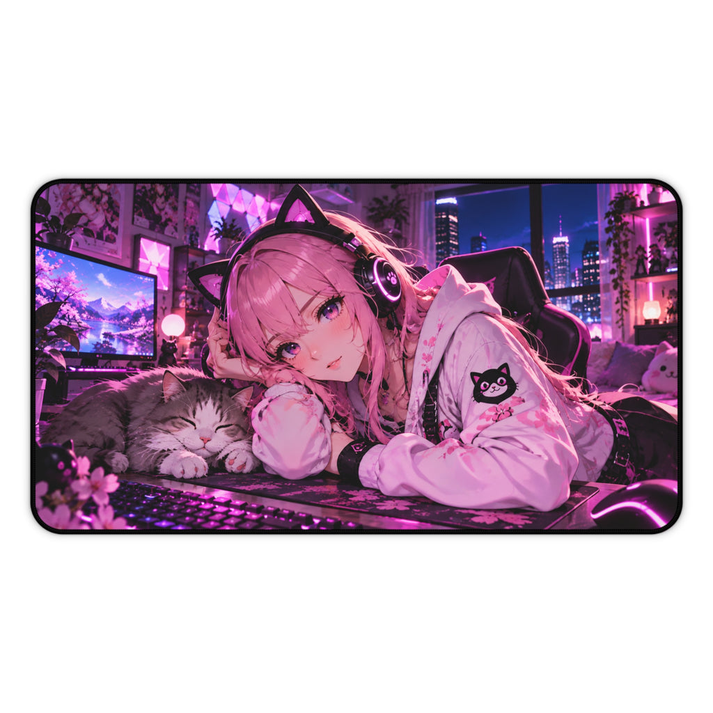 Anime Waifu Large Desk Mat & Gaming Mouse Pad