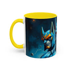 Galactic Cats Mug , Vibrant Ceramic Coffee Cup with Colorful Interior