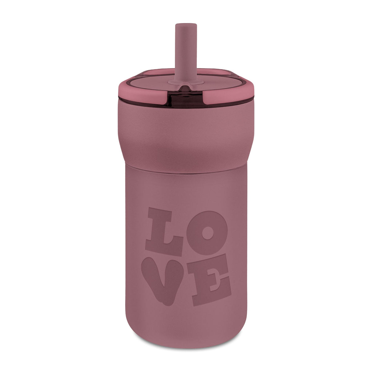 Kids 12oz Leakproof Straw Tumbler — Engraved "LOVE" Design (Spill‑Proof, BPA‑Free)