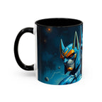 Galactic Cats Mug , Vibrant Ceramic Coffee Cup with Colorful Interior