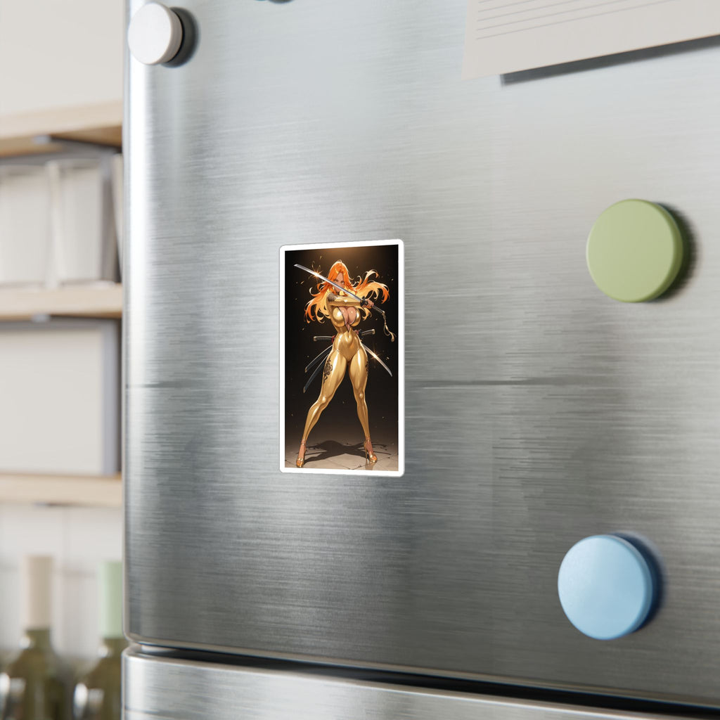 Golden Anime Girl Warrior Sticker